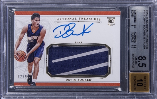 2015-16 Panini Basketball National Treasures #113 Devin Booker Signed Card (#32/99) - BGS NM-MT+ 8.5, BGS 10